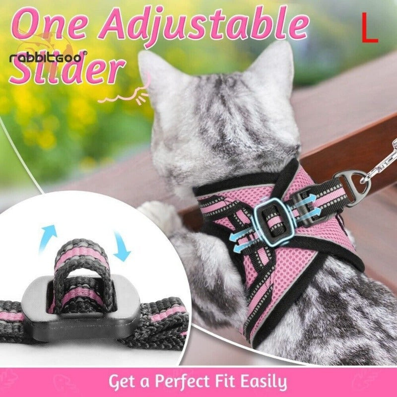 Reflective Pet Harness And Leash Set For Dogs And Cats, Adjustable Puppy Cat Vest Harness With Soft Mesh