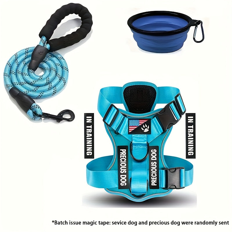 Service Dog Harness And Leash Set with 1pc Folding Bowl