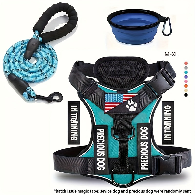 Service Dog Harness And Leash Set with 1pc Folding Bowl