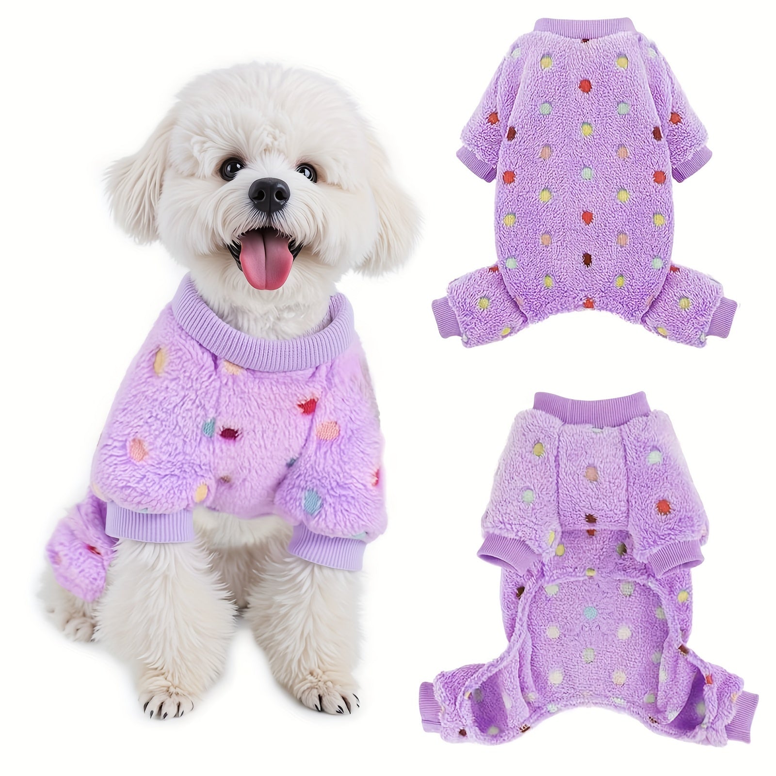 Extra Small Dog Pajamas, Soft & Stretchy 4 Legs Dog Sweater Jumpsuit, Cute Fall Winter Dog Onesies Pet Apparel Outfits for Chihuahua Yorkie