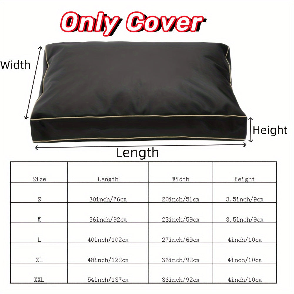 Waterproof Durable Oxford Fabric Dog Bed Cover Replacement, Washable Removable Zippered Pet Bed Mattress Protector for Small to Medium Dogs - Rectangle Shape, Nylon Material (Cover Only)