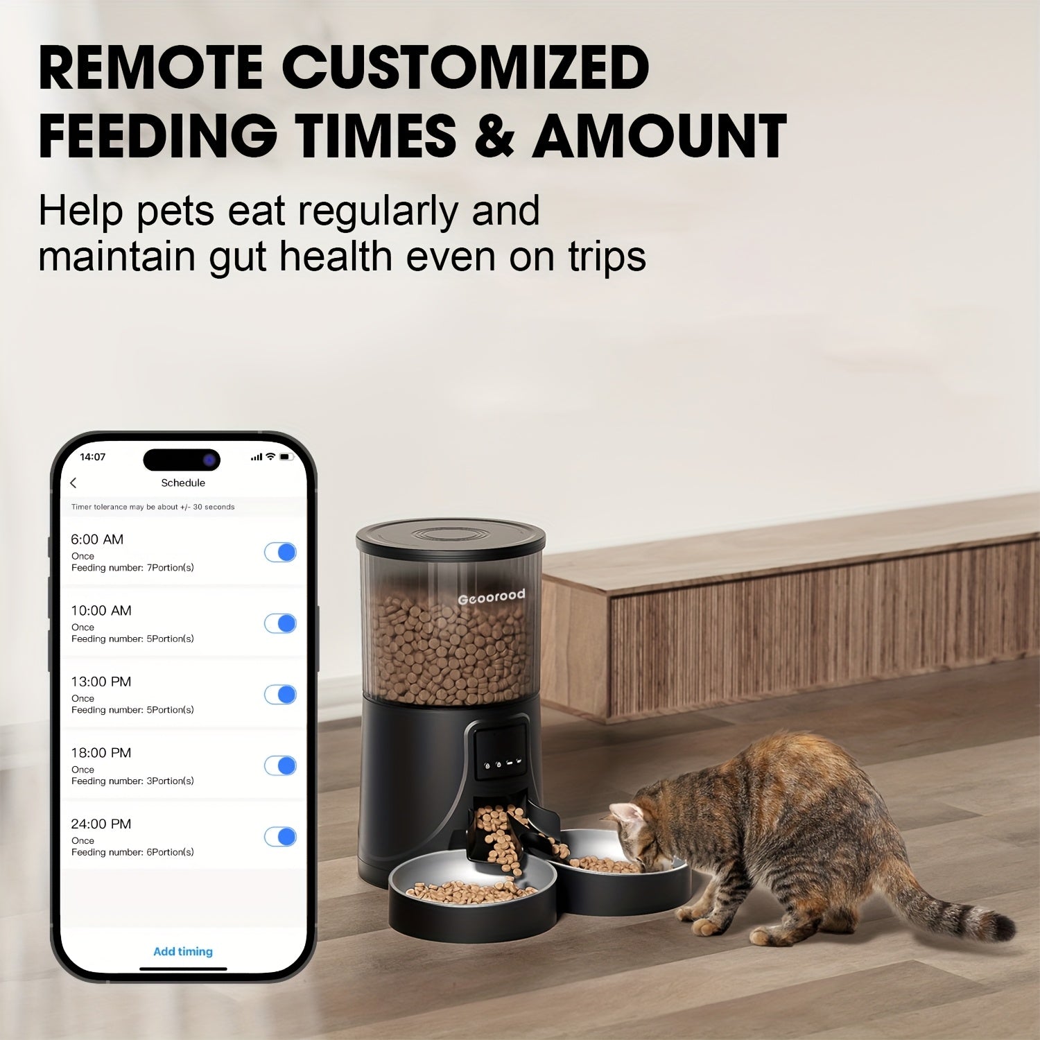 Automatic Feeding Device for 2 Cats, WiFi Cat Food Dispenser with APP for Remote Feeding, Timed Automatic Feeding Device for Dogs, Dual Tray Pet Feeding Device for Cats And Dogs