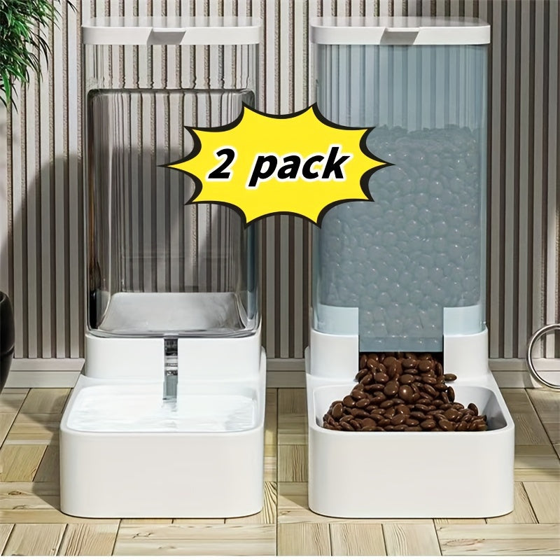 Cat Feeder And Water Dispenser with Pet Bowl, Gravity Food Feeder And Waterer Dispenser In Set for Dogs Cats Pets Animals Large Capacity(1.0gal)