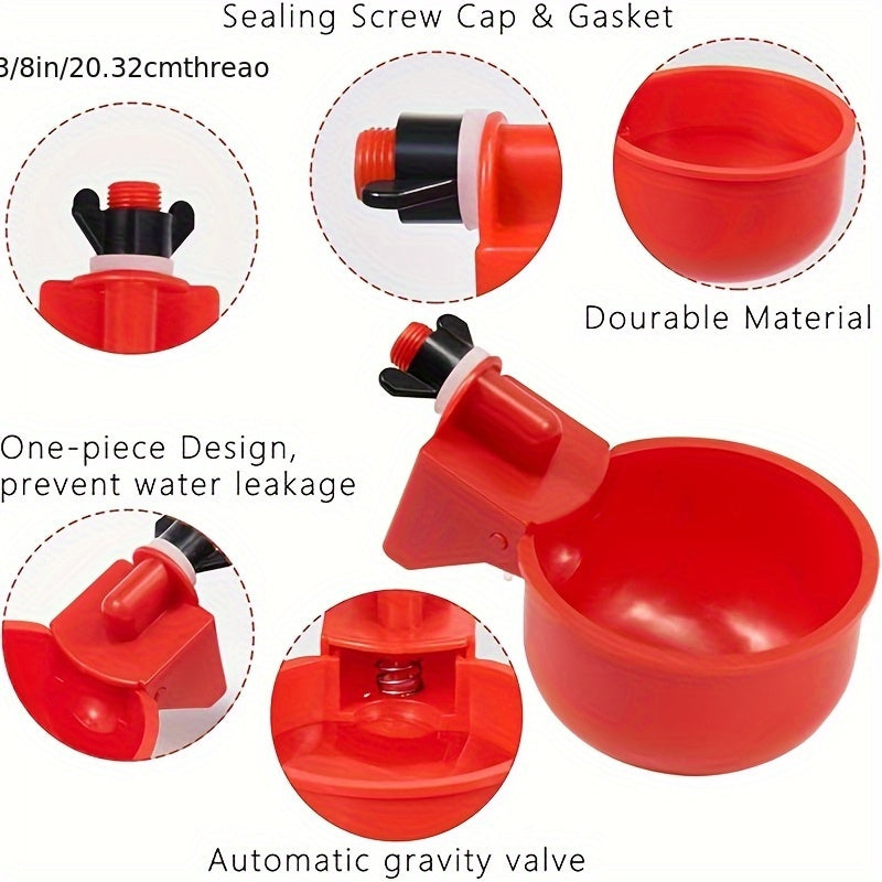 6/12/20pcs Automatic Chicken Waterers with Cleaning Brush - Premium PP Self-Stopping Dispensers for Coop Farming | Durable, Tool-Free Install | Ideal for Chickens, Ducks, Poultry & Birds | Leak-Proof & Easy to Refill