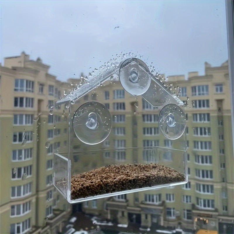 Clear Acrylic Hanging Bird Feeder - Perfect For Outdoor Garden Viewing - Transparent Window Birdhouse