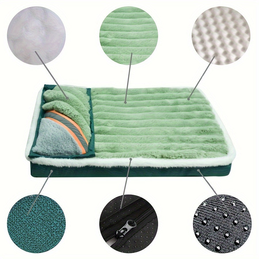 Orthopedic Memory Foam Pet Bed for Small to Medium Dogs | Plush Striped Polyester Cover with Removable Pillow | Multi-Color, Easy-Clean Design | Comfortable & Supportive Sleeping Surface