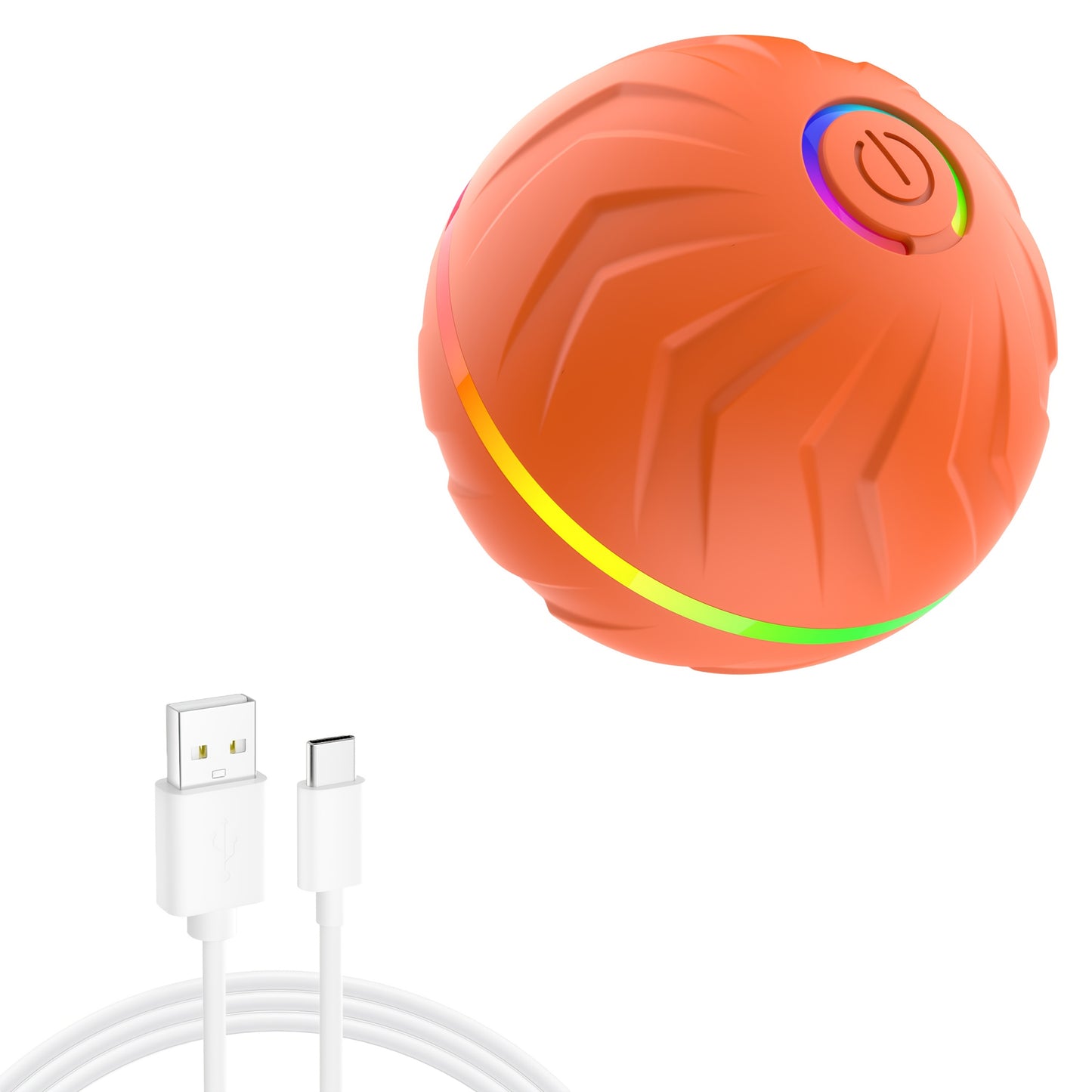 PETGRAVITY Motion-Activated Dog Bouncing Ball, 6. 6cm/2. 62in, USB Rechargeable Lithium Polymer Battery, Interactive Pet Toy for All Breed Sizes, Durable Thermoplastic Rubber, Striped Pattern