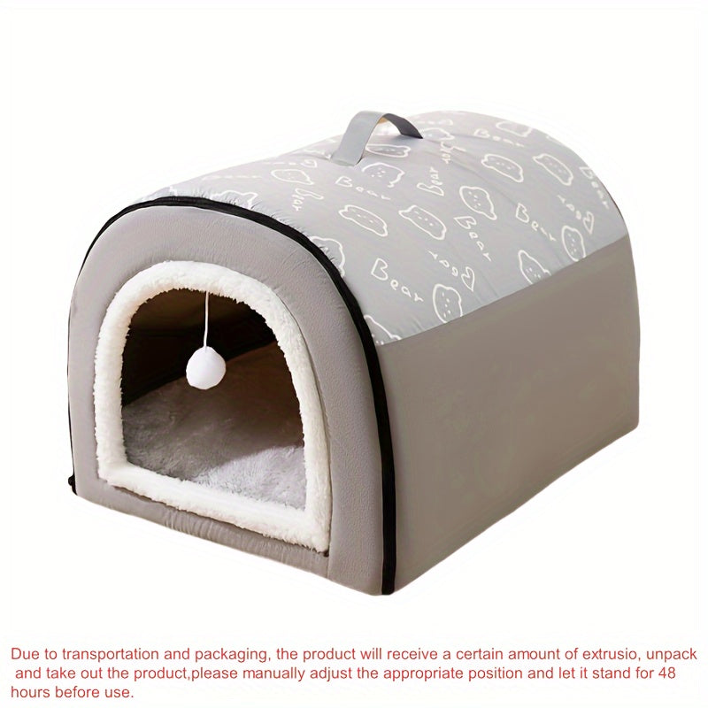 Cozy All-Season Dog House - Washable, Warm Pet Bed for Small to Large Breeds - Cartoon Design