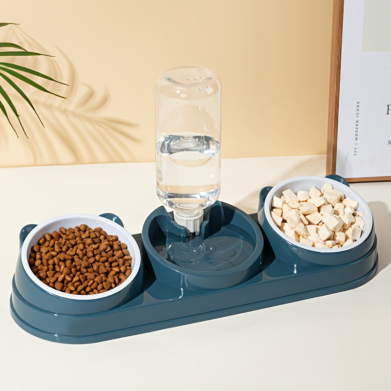 3-in-1 Stainless Steel Pet Feeding Station with Automatic Food and Water Dispenser, Dual Bowls for Dogs and Cats - Durable, Easy-to-Clean, Space-Saving Design for Small to Medium Pets, Pet Feeding Station|Modern Pet Station|S
