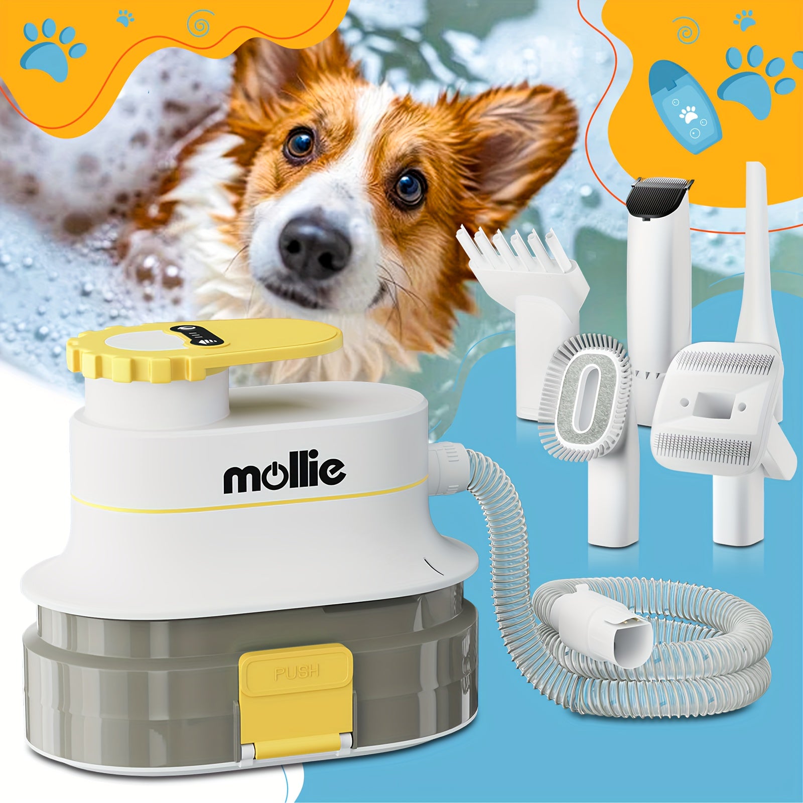 Dog Grooming Kit & Vacuum & Blow Dryer, Pet Grooming Vacuum with 6 Grooming Tools & Trimmer & Guide Combs, for Dog Cat And Other Animals