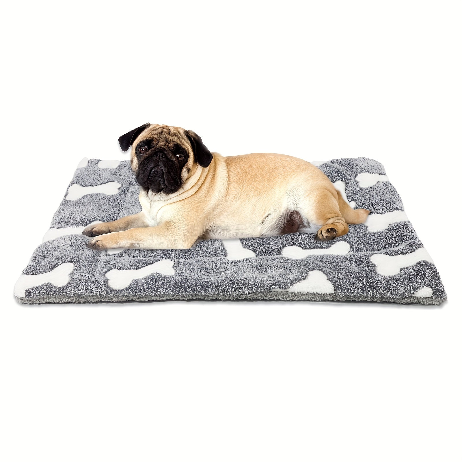 Cozy Pet Bed for Medium Dogs & Cats - Soft, Hand Washable Polyester with Cartoon Bone Design, All-Season Comfort