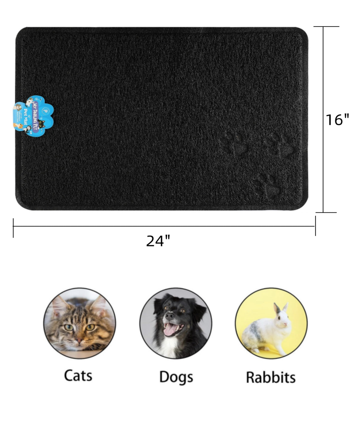 24"X"16" PVC Pet Feeding Mat Large for Dogs and Cats, Flexible and Easy To Clean Feeding Mat, Best for Non Slip Waterproof Feeding Mat.