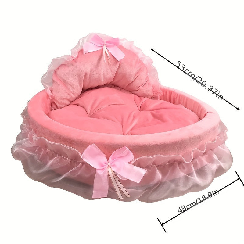 A Versatile Warm Pet Bed Suitable for All Seasons, Designed for Cats And Dogs. It Features a Washable, Soft Plush Material, Resembling a Princess Sofa, Perfect for Cuddling. This Cozy Cave Bed Is Ideal for Small Kittens And P