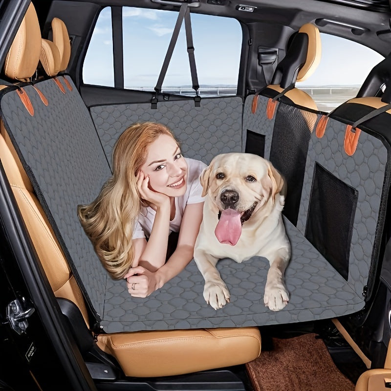 1pc Durable Waterproof Polyester Oversized Car Seat Cover, Portable Folding Pet Bed, Dog Hammock Backseat Extender, Fits Most Cars, SUVs & Trucks, Pet Travel Accessories