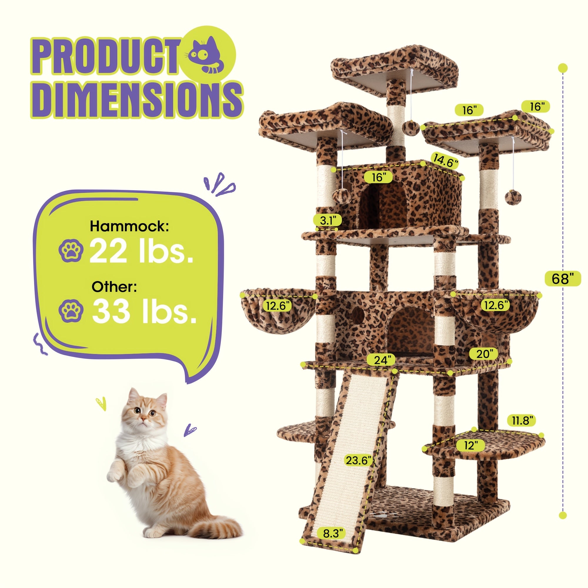 Multi-Level Cat Tree Tower for Indoor Cats