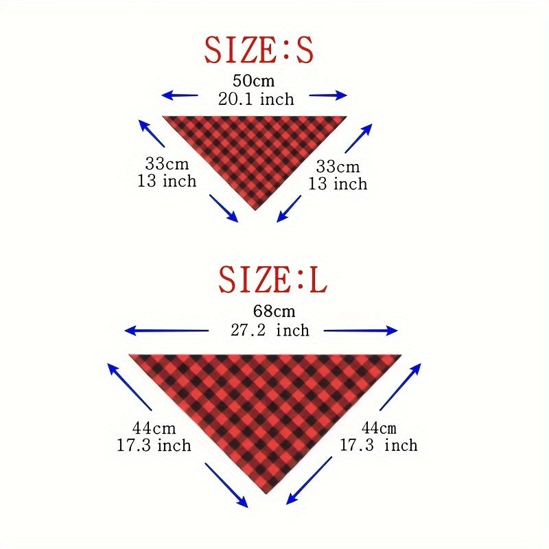 Fashionable Personalized Dog & Cat Plaid Scarf - Stylish Triangle Bibs for Pets - Durable Decorative Accessory, Customized for Your Furry Friends