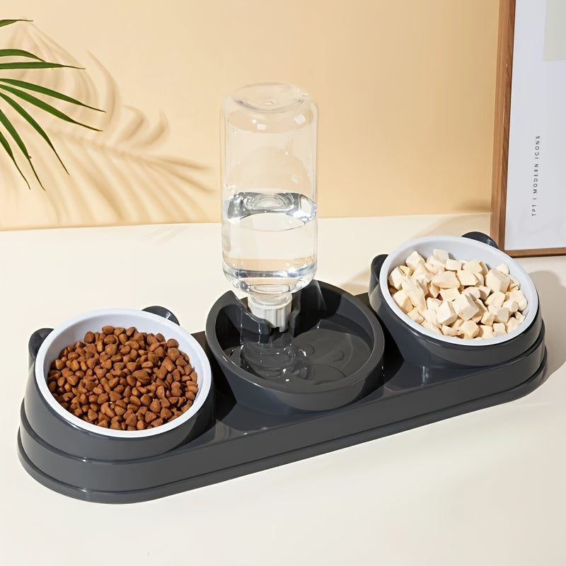 3-in-1 Stainless Steel Pet Feeding Station with Automatic Food and Water Dispenser, Dual Bowls for Dogs and Cats - Durable, Easy-to-Clean, Space-Saving Design for Small to Medium Pets, Pet Feeding Station|Modern Pet Station|S