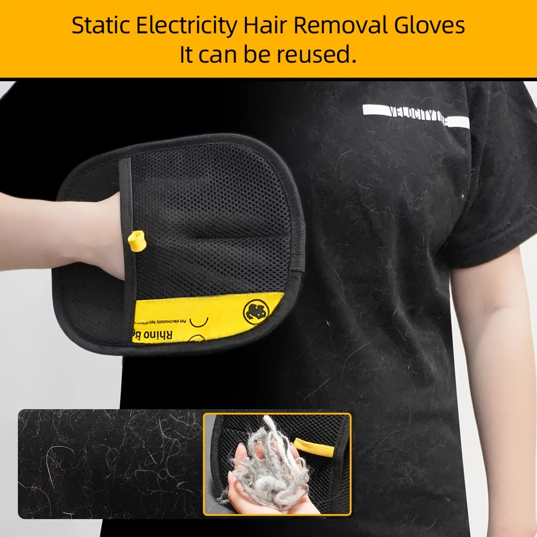 Pet Static Hair Removal Gloves - Black Polypropylene Cat Grooming Gloves, Effectively Remove Hair and Dander for Cats and Dogs, Pet Grooming Essentials | Fashion Pet Accessories | Durable Pet Grooming Gloves