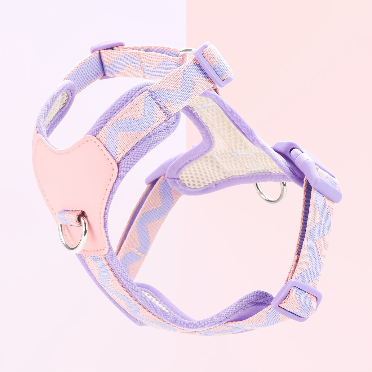 1pc Adjustable Pet Harness, Adjustable Neck and Chest, Durable Webbing Support, Anti-Deformation Metal D-Ring, Soft Mesh Fabric Base Material.