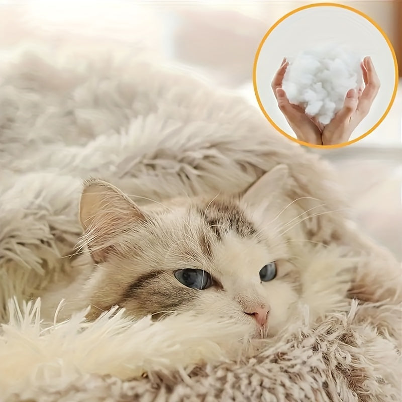 Plush Round Hooded Pet Bed, Warm Dog Bed Dog Cave Nest Soft Donut Dog Cushion Bed Calming Nest