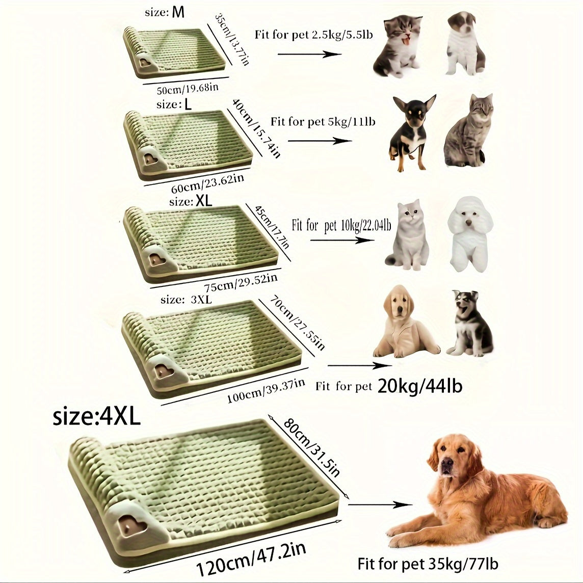 Soft Plush Pet Bed with Neck Pillow & Anti-Slip Bottom - Cozy Sofa Sleeping Pad for Dogs & Cats of All Sizes, Washable Winter Warmth Kennel Mat, Light Green Quilted Design, 42.13" x 31.50, Indoor Pet Bed | Hightop Bolster Bed