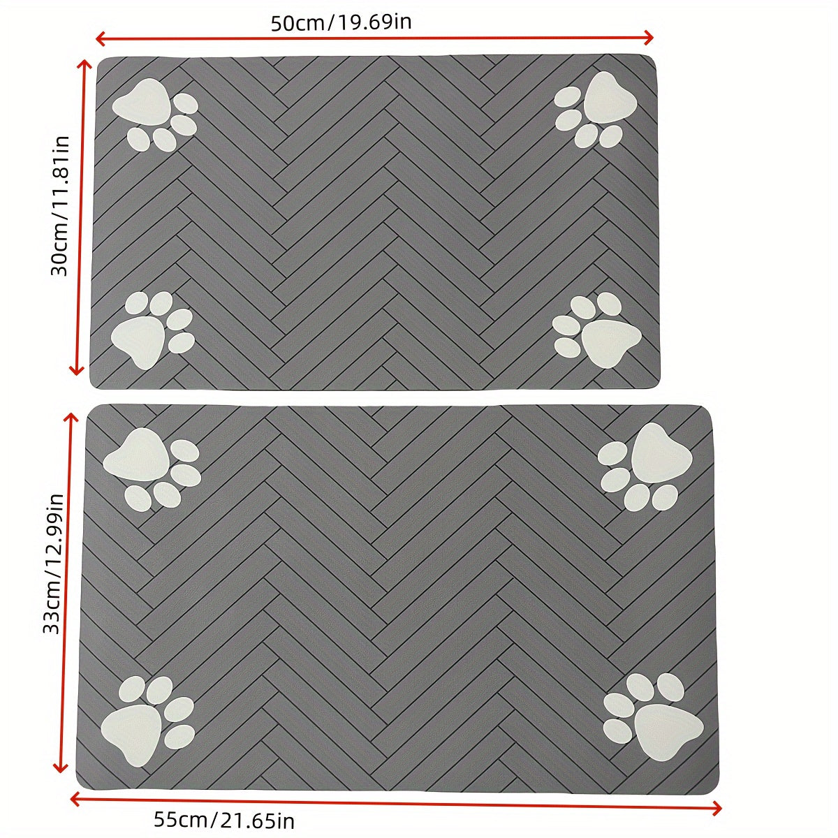 1pc Waterproof Pet Feeding Mat, Non-Slip & Absorbent Food Pad, Durable PU Material, Medium & Large Size, with Paw Print Design for Cats and Dogs