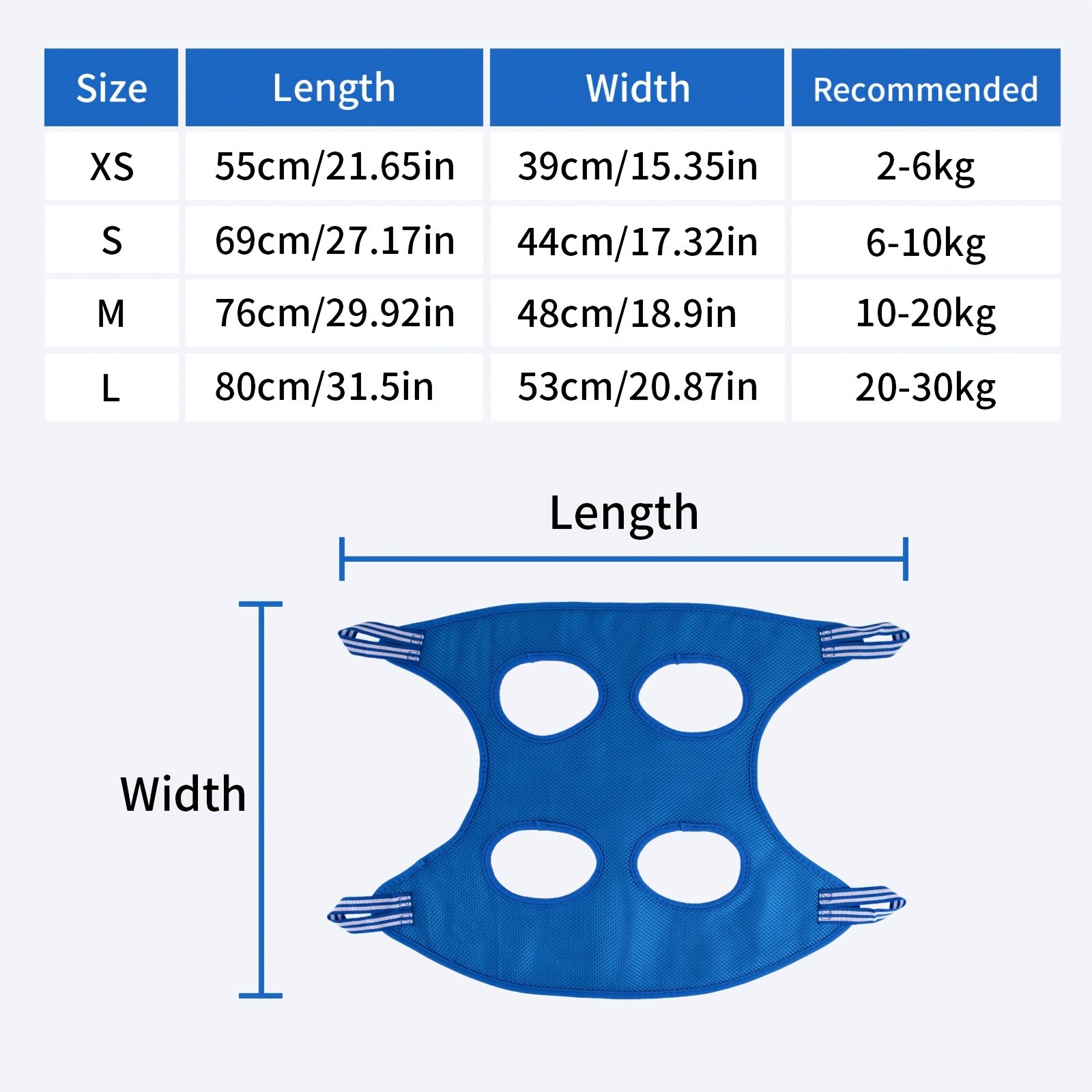 Secure & Easy Comfort-Grip Pet Grooming Hammock - Durable Polyester Non-Slip Adjustable Straps for Small to Medium Dogs and Cats, Blue