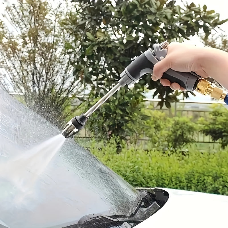Versatile High-Pressure Car Wash Spray Gun with Quick Connect Adapters - Perfect for Pets & Outdoor Cleaning, Includes 3/4" & 1/2" Hose Nozzles