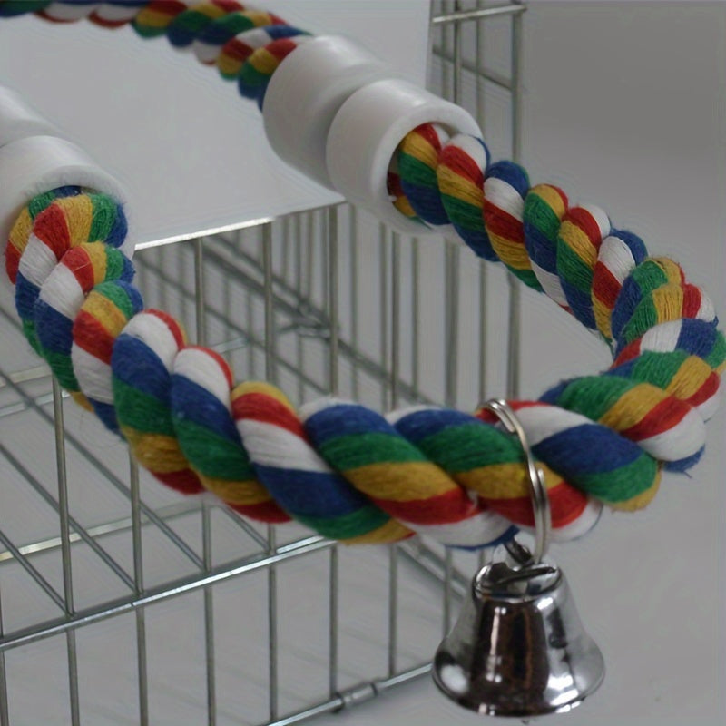 Interactive Parrot Mirror Toy with Chewable Rope Perch - Acrylic Bird Play Station for Cage