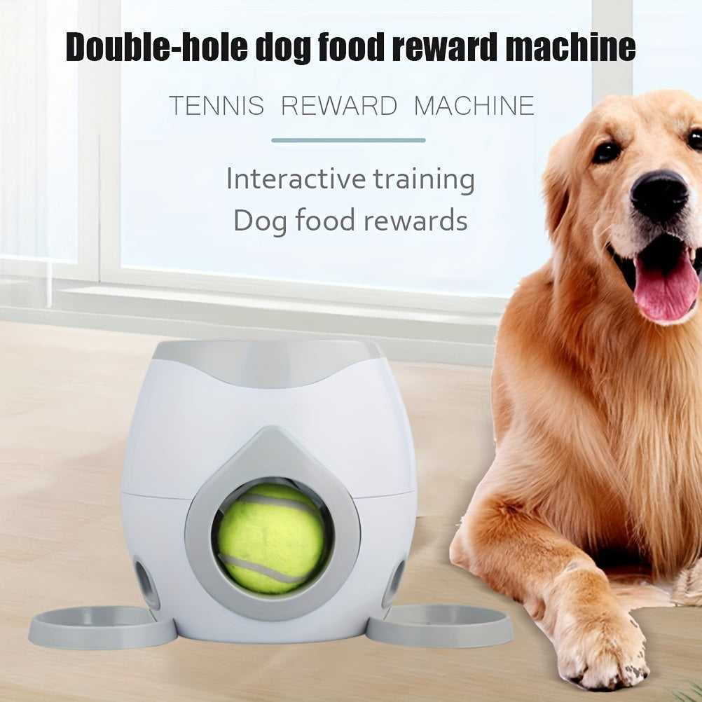 2-Ball Interactive Dog Ball Machine - Intelligent Food Dispenser, Tennis Ball Thrower, and Pet Toy for Training and Feeding - Indoor Use for Small and Large Dogs, Non-Automatic Launch, Adjustable Difficulty, Durable Construct