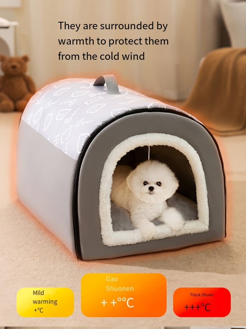 1pc Cozy Cartoon Pet Bed - Soft PP Cotton, Removable & Washable, Four Seasons Universal Kennel for Extra Small to Large Dogs