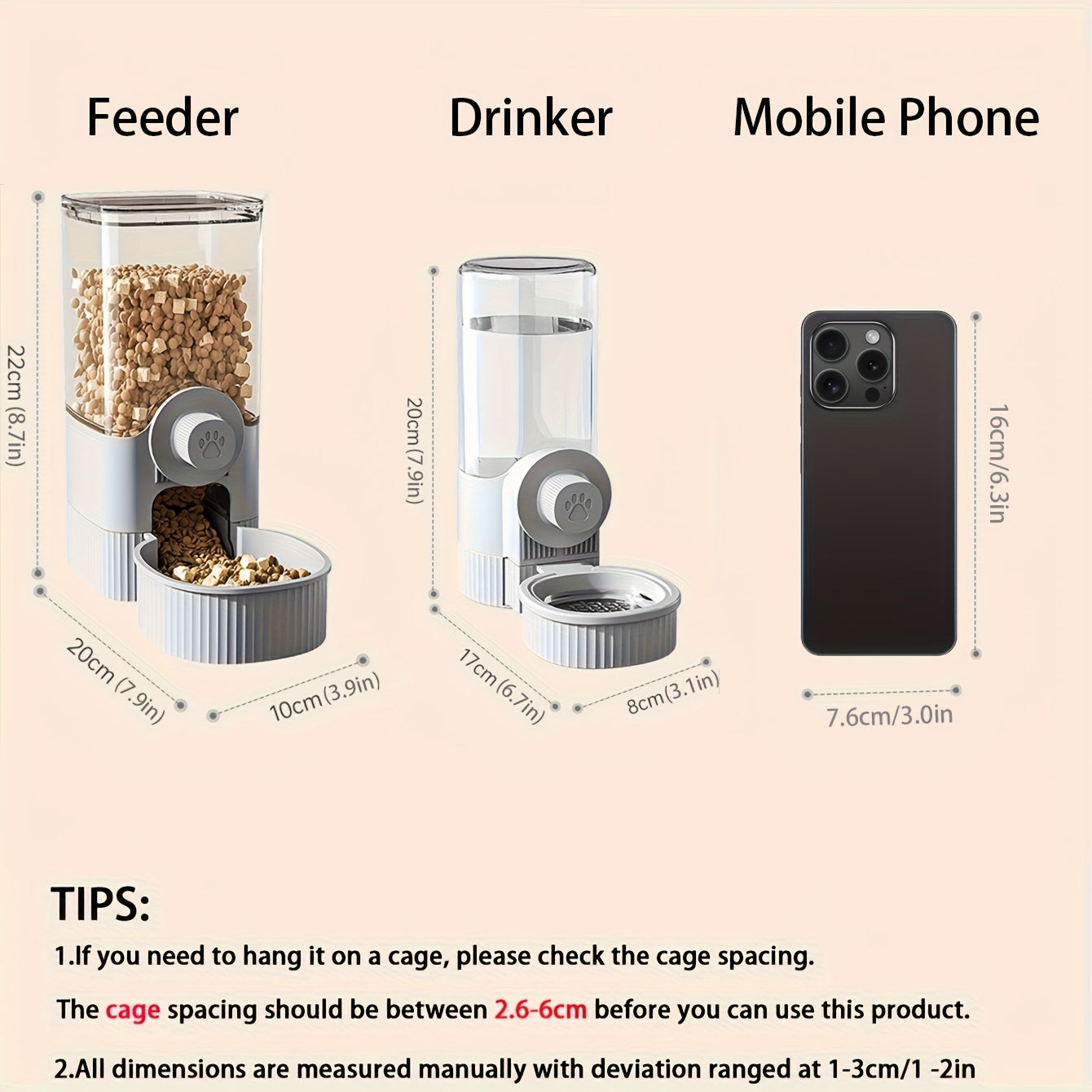 40.58oz Large Capacity Hanging Pet Feeder and Water Dispenser, Suitable for Rabbits, Cats, Dogs, and Other Pets