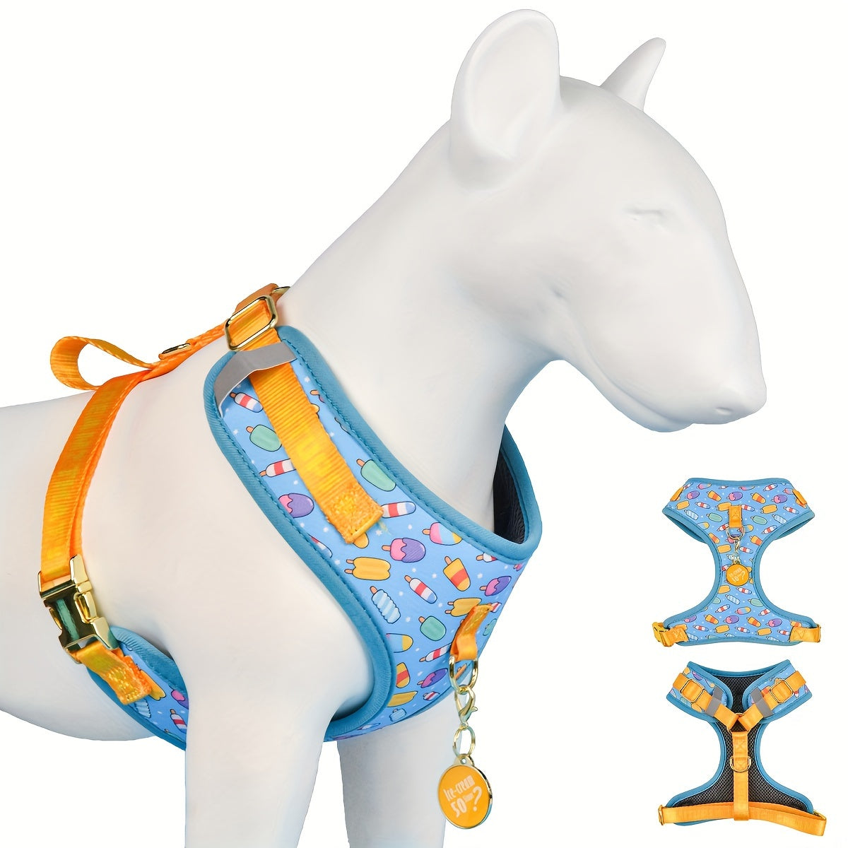 Luxury Golden Metal Clasp Fashion Printed Pet Harness
