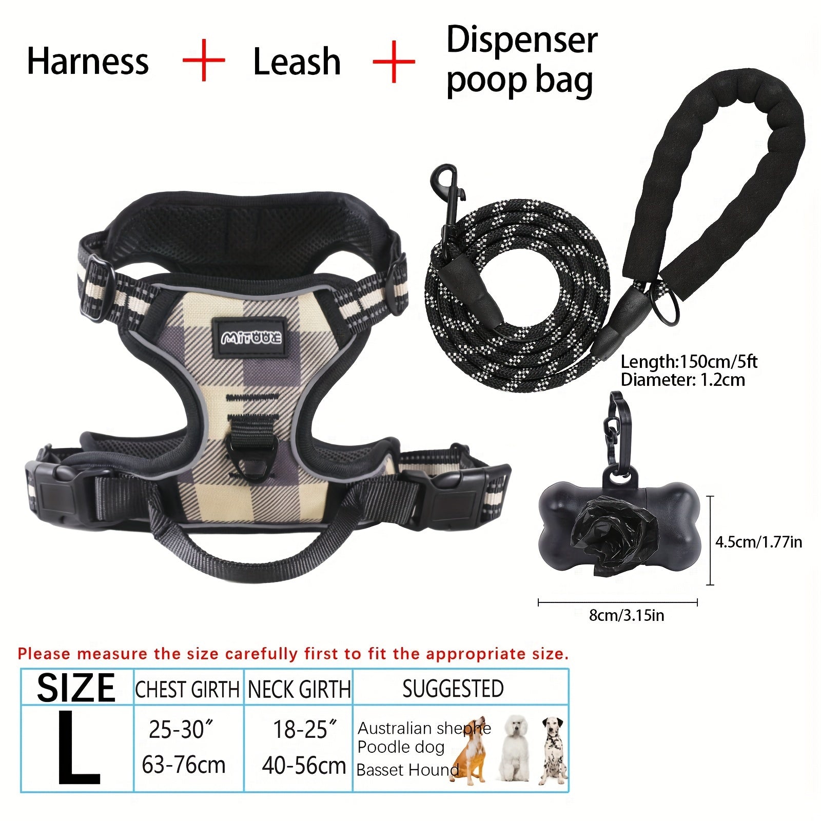 dog harness and leash set