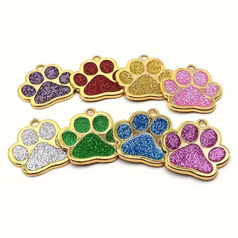Personalized Cat Dog Puppy Pet ID Name Pendants, Custom Dog Cat Tags, Collar Tag Pendant Pet Accessories Paw Glitter Pendant, Perfect Gift For Your Pet