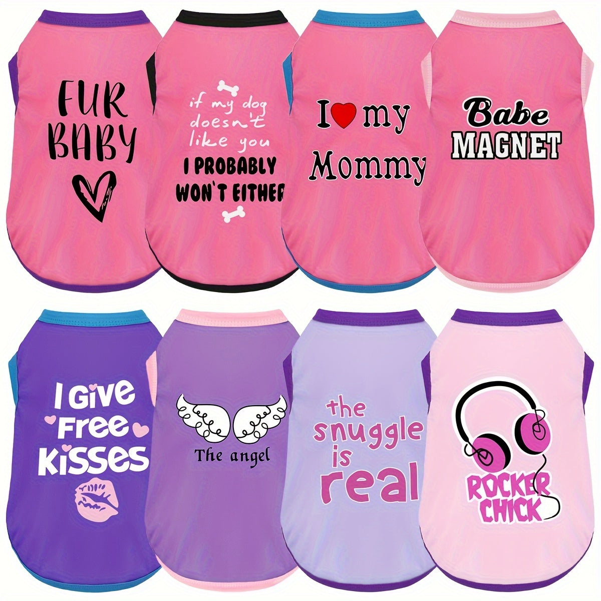 8pcs Dog Shirts for Small & Medium Dogs