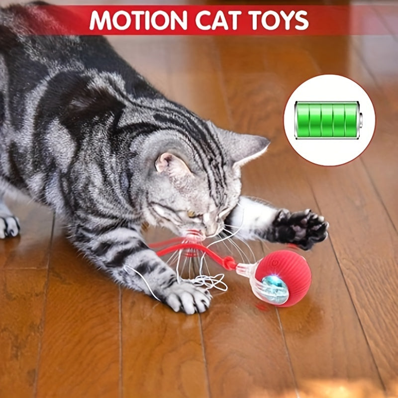 Interactive Pet Toy - 1pc Striped Silicone Magic Ball, USB Charging, Automatic Rolling, Cartoon Design for Small Dogs & Cats