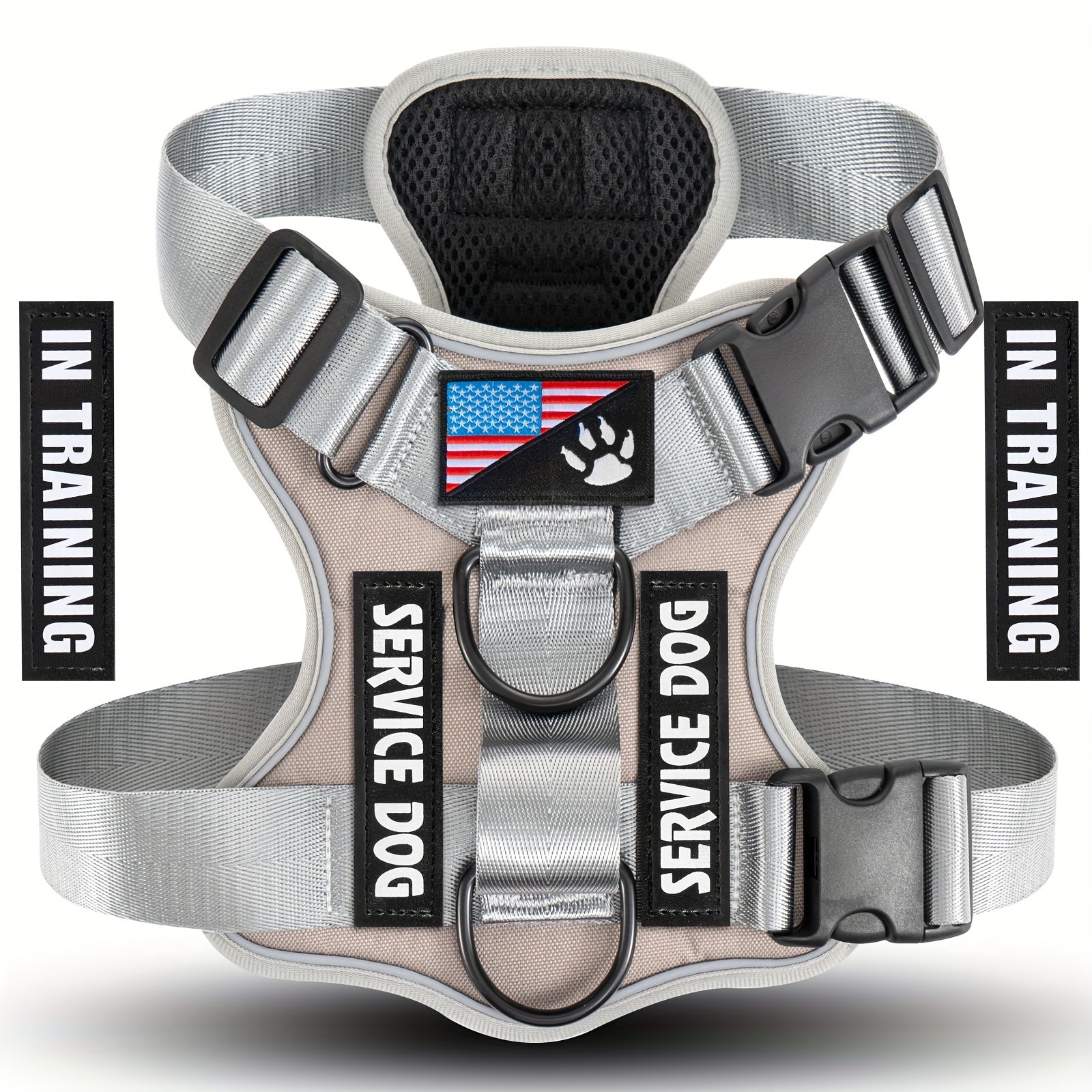 Reflective Dog Service Dog Harness with 5 Patches, Adjustable Soft Oxford Pet Harness, Mesh Inner Layer, Easy to Control, Suitable for Small and Medium Dogs