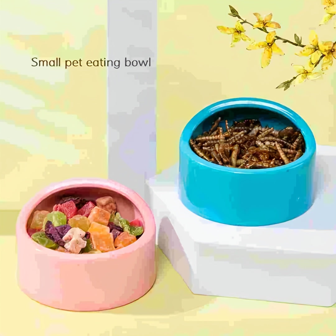 4pcs Durable ABS Anti-Scratch Hamster Feeding Bowls in Blue, Pink, & Green - Easy to Clean, Chew-Resistant for Small Pets, Perfect for Dry & Fresh Food, Small Pet Feeding|Vibrant Pet Bowl|Abs Imitation Ceramic