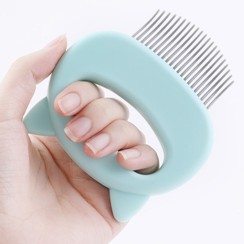 2-in-1 Gentle Pet Grooming Kit - Dual-Sided Cat Ear Comb & Deshedding Brush for Effective Hair Removal, Shedding Relief & Soothing Skin Irritation - Easy Clean & Gentle on Pets