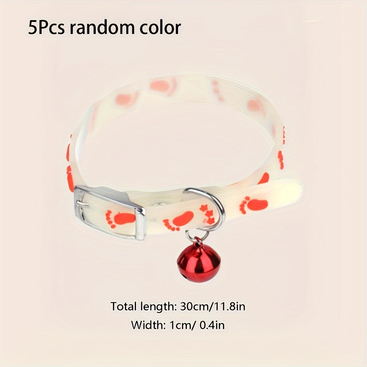 5-piece adjustable luminous pet collar with bell, animal pattern, rubber material, safety night-light cat collar set