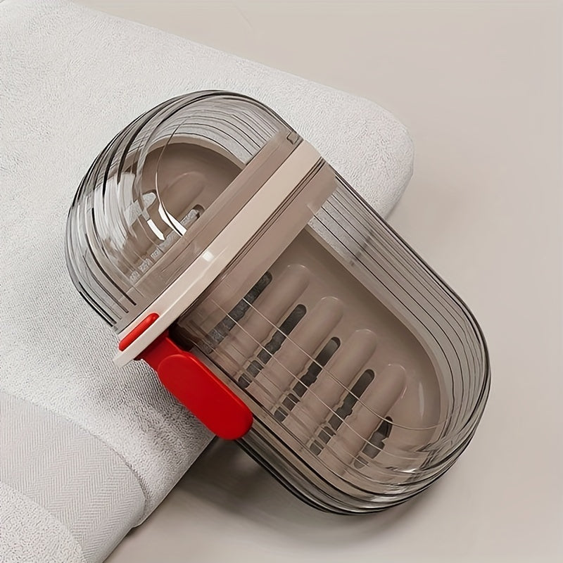 Durable PET Portable Travel Soap Dish - Sealed, Drainable Design with Lid for Business Trips & Outdoor Use, Mini Storage