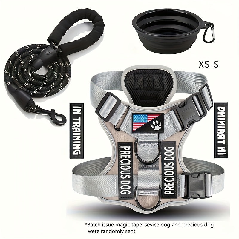 Service Dog Harness And Leash Set with 1pc Folding Bowl