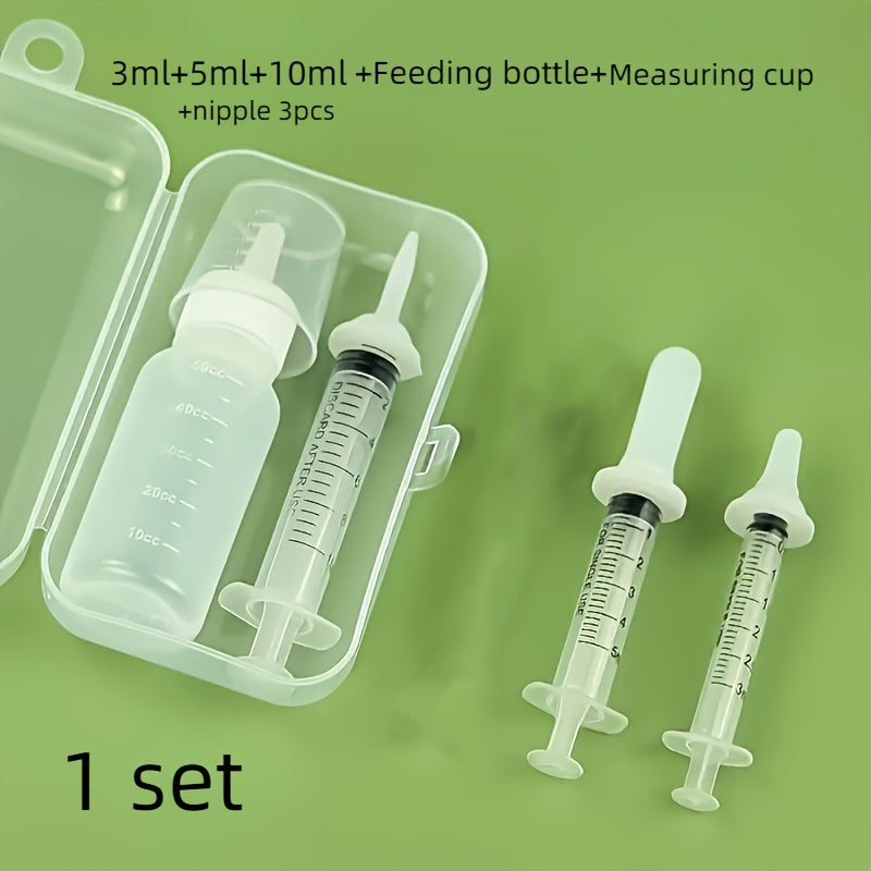 Complete Youngsters Kitten Nursing Kit - Soft Silicone Pet Feeding Bottle & Syringes with Measurement Markings, Includes Spare Soothing Items & Washcloth - Ideal for Cats