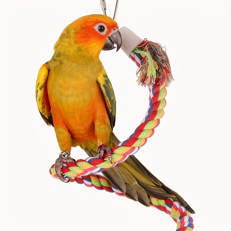 1pc Large Bord Toy - Entertaining 63 Inch Bird Rope Swing with Odorless Pecking and Chewing Bell, Standing Bungee Climbing Fun - Ideal for Small to Regular Size Parrots, Phoenix Parrots, and Birds