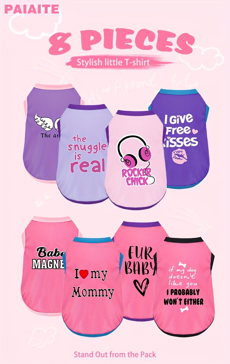 8pcs Dog Shirts for Small & Medium Dogs