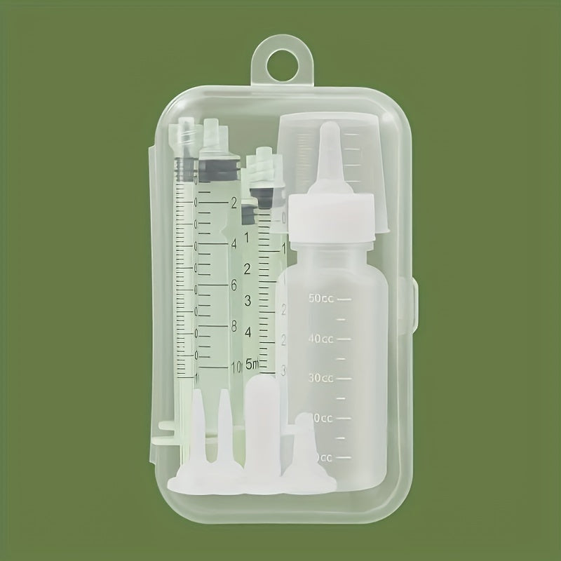 Complete Youngsters Kitten Nursing Kit - Soft Silicone Pet Feeding Bottle & Syringes with Measurement Markings, Includes Spare Soothing Items & Washcloth - Ideal for Cats