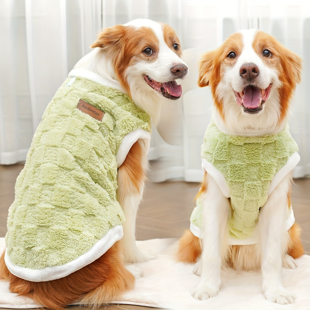 Cozy Plush Floral Dog Sweater for Large Breeds - Soft Fleece-Lined Winter Pet Apparel in Lime Green & White, Hand Wash Only, Perfect for Golden Retrievers and Other Dogs, Dog Comfort Wear | Pullover Dog Outfit | Plush Polyest
