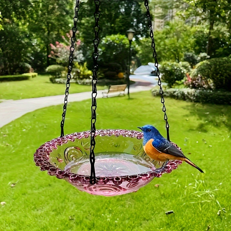 1pc Delightful Hanging Bird Feeder and Birdbath Combo - Attracts Hummingbirds, Easy to Clean, Durable, Weather-Resistant, Perfect for Outdoor Garden Decor, Yard, Farm Supplies, and Wildlife Watching