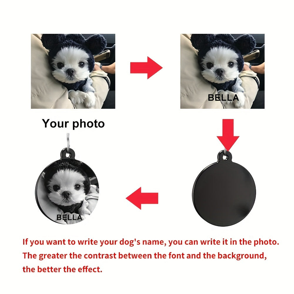 Custom Engraved Stainless Steel Dog Tags, Personalized Photo Carving, Durable ID Tags for Dogs, Service Dog & ESA Design, Pet Collar Accessories